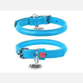 Rundsyet l�der halsb�nd bl�