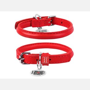 Rundsyet l�der halsb�nd r�d