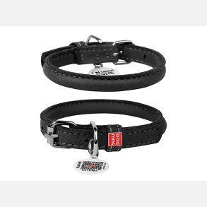 Rundsyet l�der halsb�nd sort