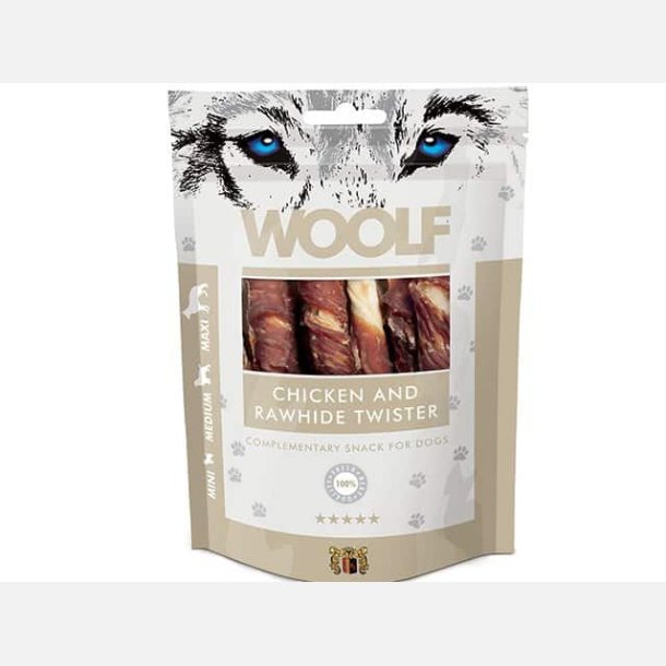 Woolf chicken &amp; rawhide twister 100 g.