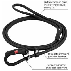 Udstillingsline soft rundsyet l�der sort 135 cm/6mm.