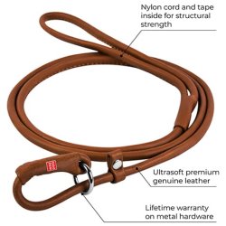 Udstillingsline soft rundsyet l�der cognac 135 cm/6mm.