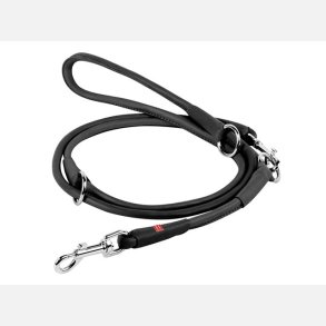 Rundsyet l�der dressurline, 183 cm / 6 mm. sort