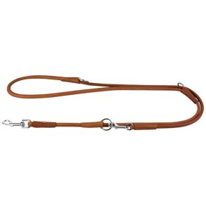 Rundsyet l�der dressurline, 183 cm / 6 mm. cognac